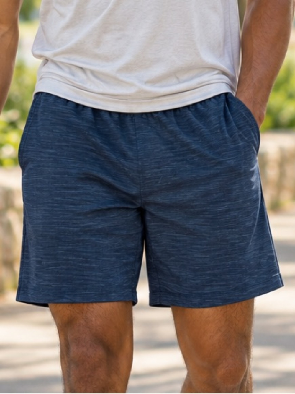 Lululemon Pace Breaker Linerless 7” Shorts Heather Iron Blue Navy Men’s S